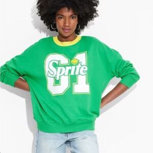 New! Graphic Green Women's Crew Neck Sweater- Medium
